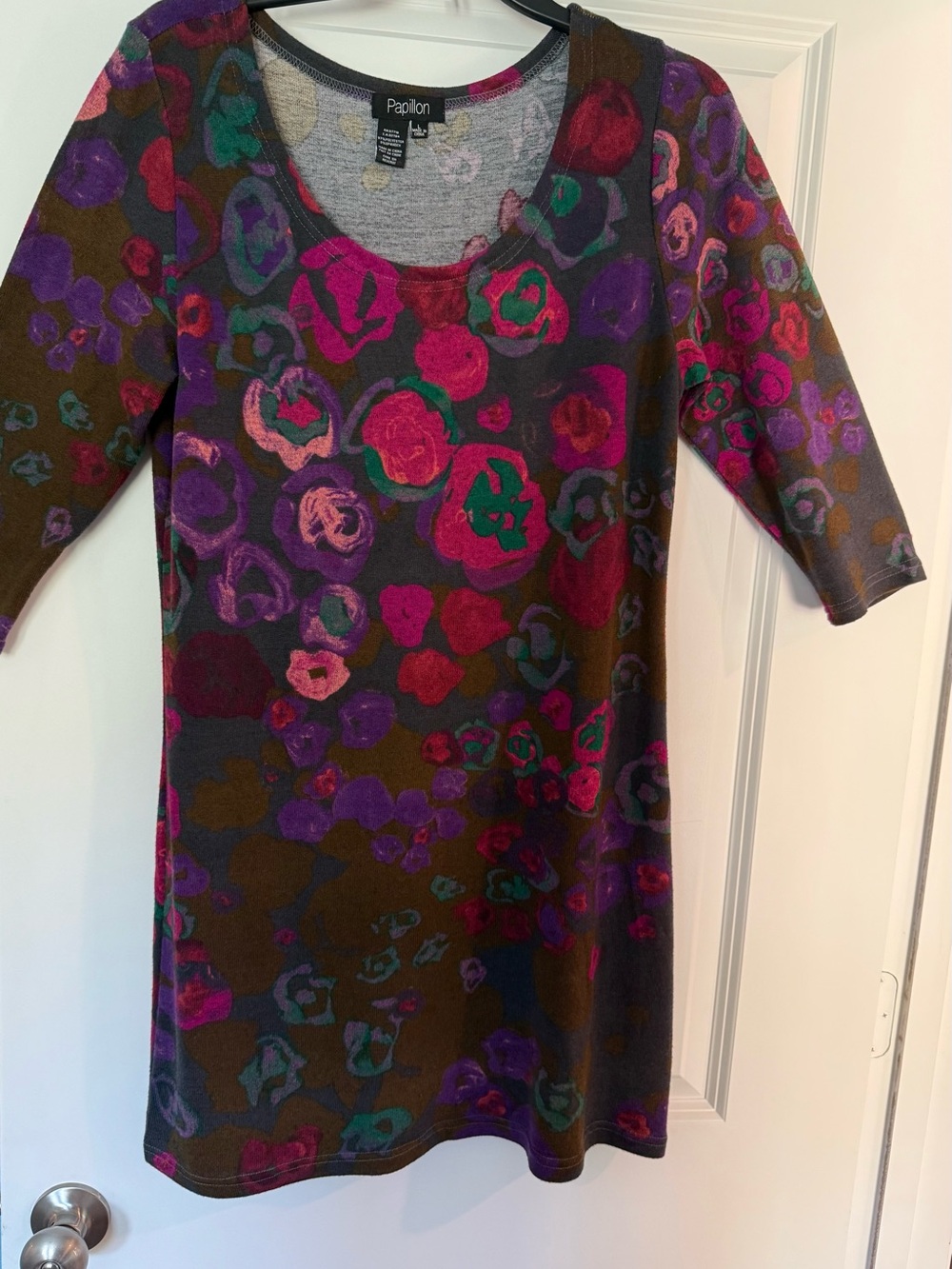Papillon Blanc Multicolor Floral Scoop-Neck Mini Dress